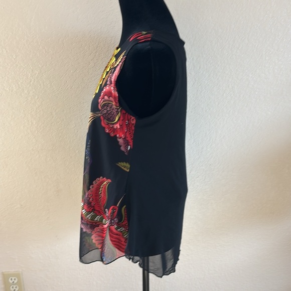 Desigual $150 Mesh Floral Sunflower Sleeveless Top 0013 - Picture 8 of 9
